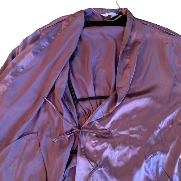 Victoria’s Secret Satin Kimono Robe Tie Front Women’s One Size Purple Bridal - Picture 8 of 14